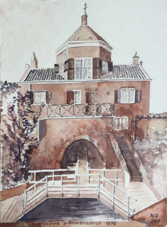 20170611: Oranjesluis te 's-Gravenzande. aquarel, 30x40