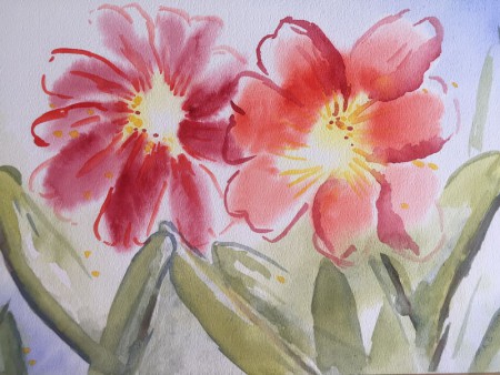20171026 Nat in Nat: bloemen. Aquarel 30x40