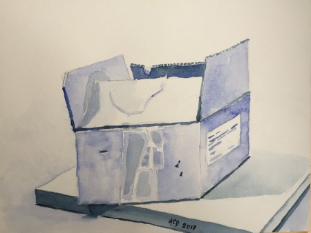 20171109 doosje. Aquarel 30x40