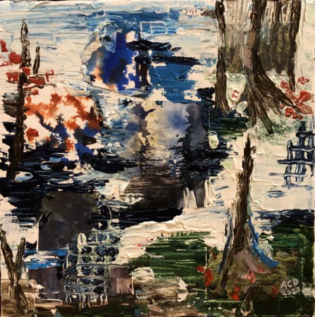 20200915 WhatsYourColour, collage met acryl op canvas, 30x30 cm
