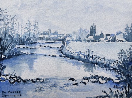 2021-01-31: De Beerze bij Spoordonk, aquarel 30x40 cm