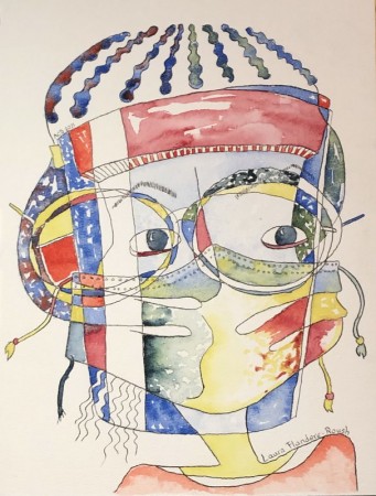 20210213: An Ode To Woman: 30 dagen achter elkaar een portret: verpleegsters, inkt en aquarel, (30x40 cm)