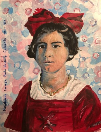 20210216: An Ode To Woman: 30 dagen achter elkaar een portret: Kunstenaars, acryl, 35x45 cm
