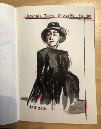 20210216: An Ode To Woman: 30 dagen achter elkaar een portret: Kunstenaars, inkt en viltstift, 15x22 cm