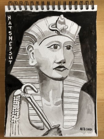 20210306: An Ode To Woman: 30 dagen achter elkaar een portret. historie, inkt A4