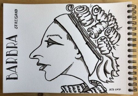 20210306: An Ode To Woman: 30 dagen achter elkaar een portret. zangeressen, inkt A4