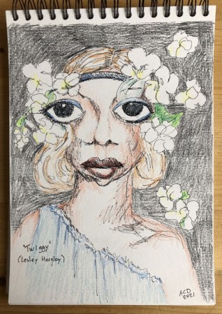 20210310: An Ode To Woman: 30 dagen achter elkaar een portret. historie, fineliner en aquarelpotlood A4